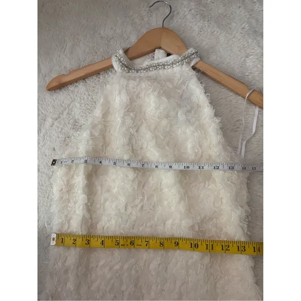 Lulus Absolutely Luxe Cream Textured Pearl Halter Mini Dress Size Medium Bridal - Image 7