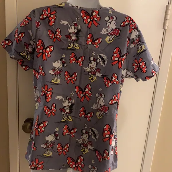 -Disney mini mouse design scrubs size XS grey top - Image 6