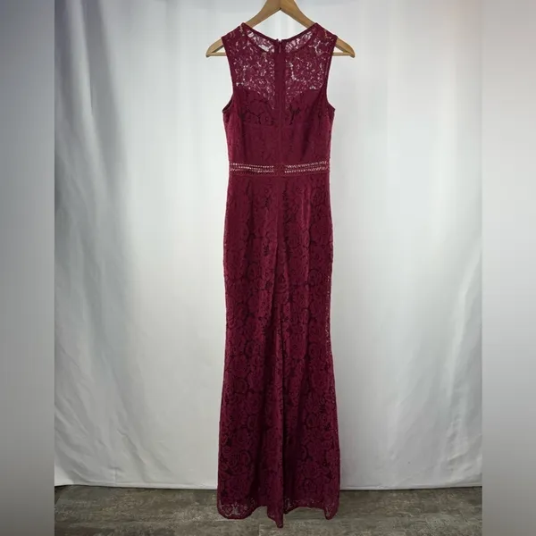 Lulus Music of‎ the Heart Lace Maxi Dress in Burgundy Size Small - Image 8