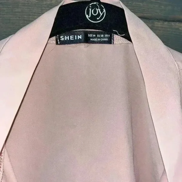 SHEIN Elegant Blush Pink Bow Blouse‎ with Mesh Dot Sleeves - Romantic Top A68 - Image 2