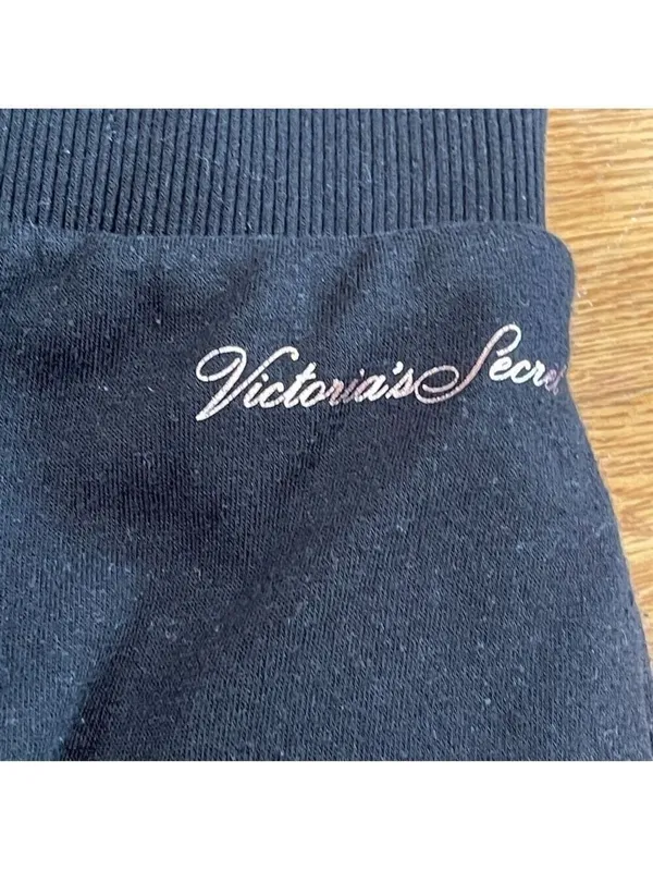 Victoria's Secret Black Loungewear sweatpants w embellishments Sz M Casual - Image 3