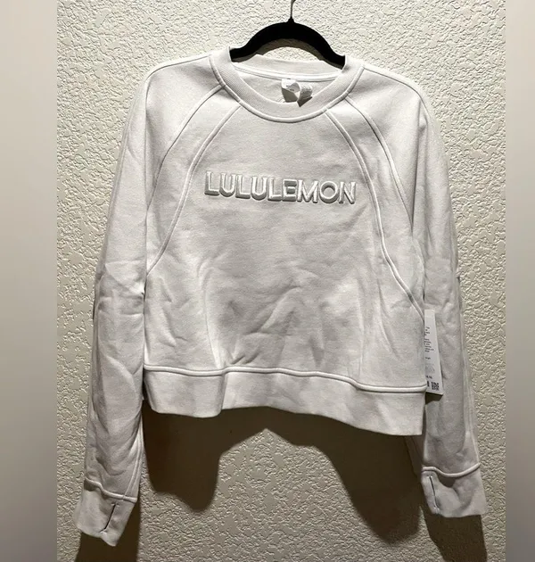 Lululemon NWT Scuba Oversized Pullover Wordmark Crewneck Bone Color Size M L - Image 8