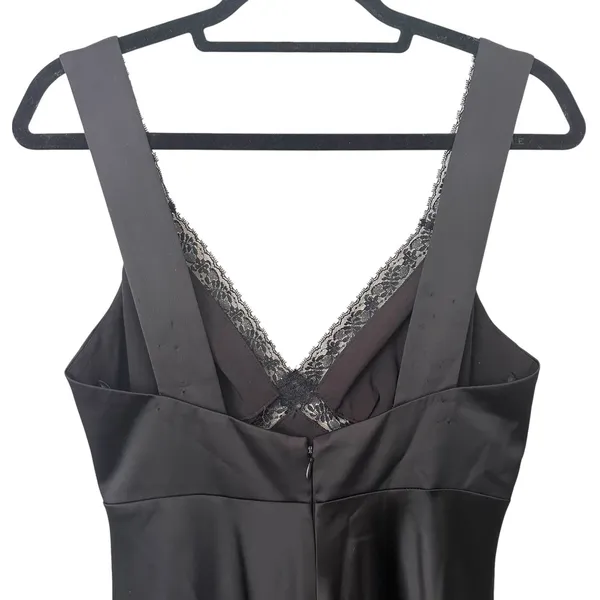 GIANNI BINI Satin‎ Lace Trimmed Slip Dress Black Sz 2 - Image 4