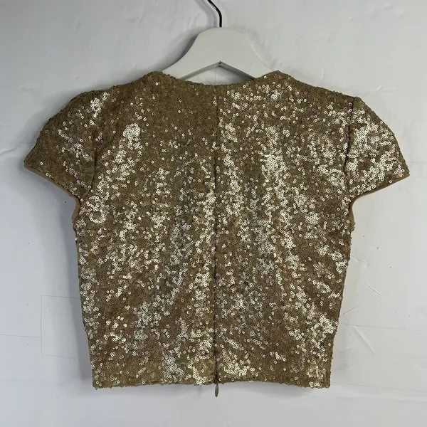 Dress The Population Size Small Cara Two Piece Gown Gold‎ Sequin Holiday Party - Image 9