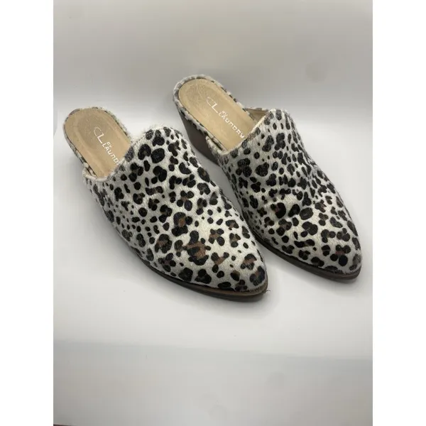 Very Volatile LA Leather Leopard Calf Hair Sling Back‎ Mules Booties Womens 71/2 - Image 2