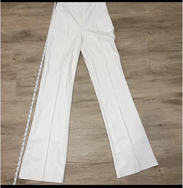 Venti 6 pleather high waist wide leg white pants S - Image 6