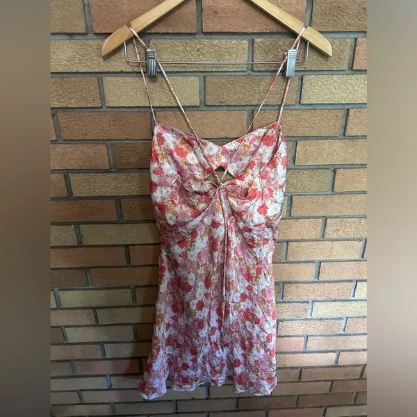 NWT MON RENN Hillside Floral Mini Dress Strappy Pink Size Large/12 - Image 4