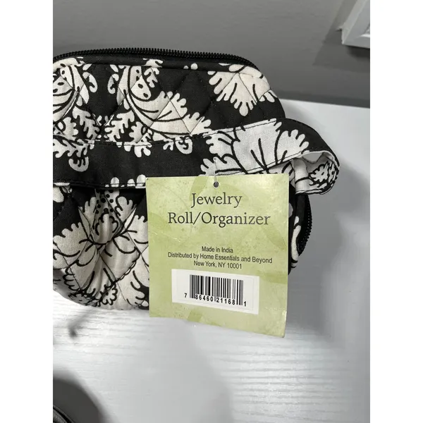 Travel Organizer Bundle Jewelry Roll Cosmetic Bag Vichy Pouch Silver Paisley 3pc - Image 7