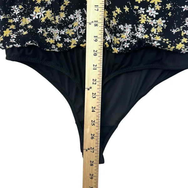 Free People Intimately‎ Bodysuit Floral Puff Sleeve Black Boho Top Womens S - Image 13
