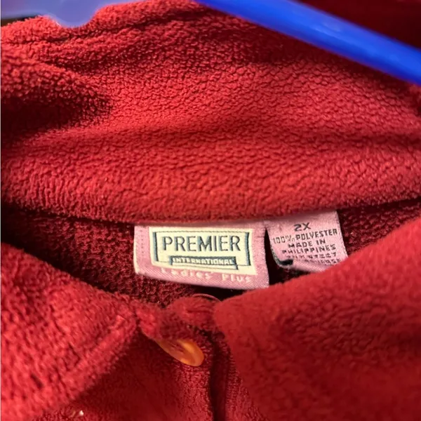 Vintage Premier International Ladies Maroon Christmas Fleece Sweater Plus Sz 2x - Image 4