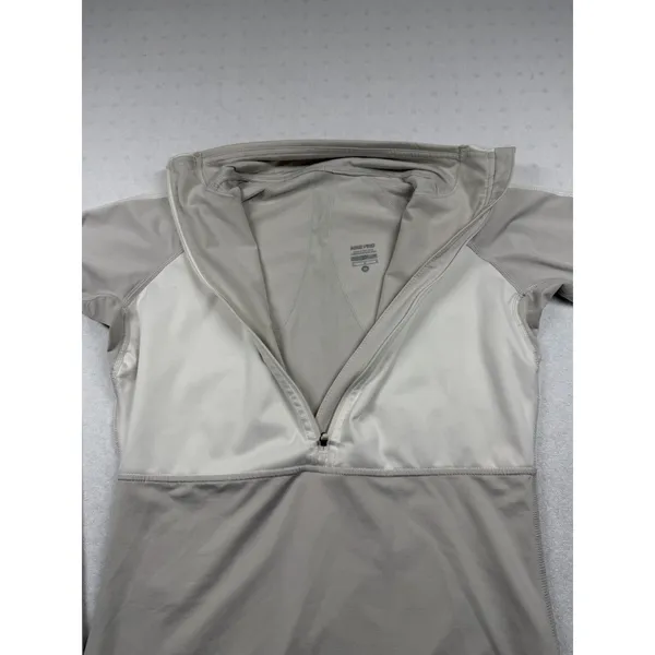 Nike Pro Dri-FIT 1/2 Zip Long Sleeve Top Womens Medium Beige Athletic - Image 4