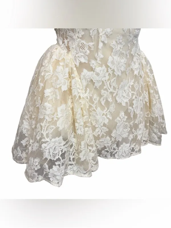 NWT MISS ROSIER Boutique Euphemia Cream White Floral Lace Mini Dress - Image 8