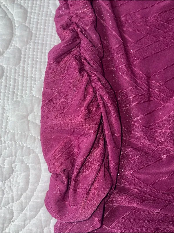 Charlotte Russe Y2K One Shoulder Going Out Top. Size: Small. Color: Magenta. - Image 3