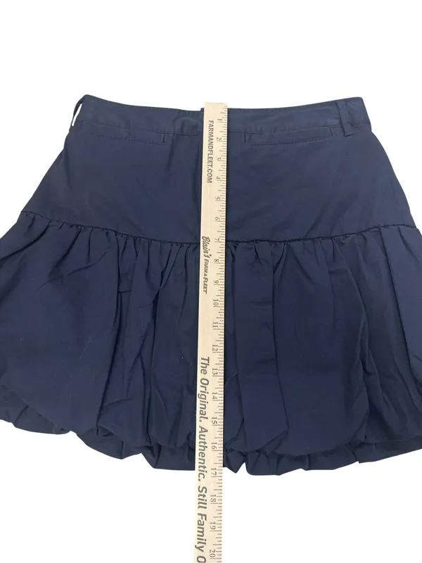 Trendy Capsule Navy Blue Cotton Bubble Hem Mini Skirt - Image 3