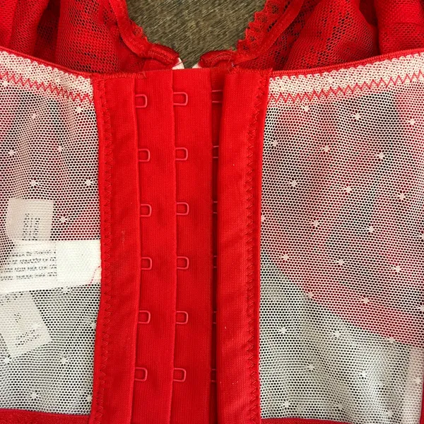 Auden Red & White Lace Underwire Bustier Longline Bra Size‎ XL - Image 3