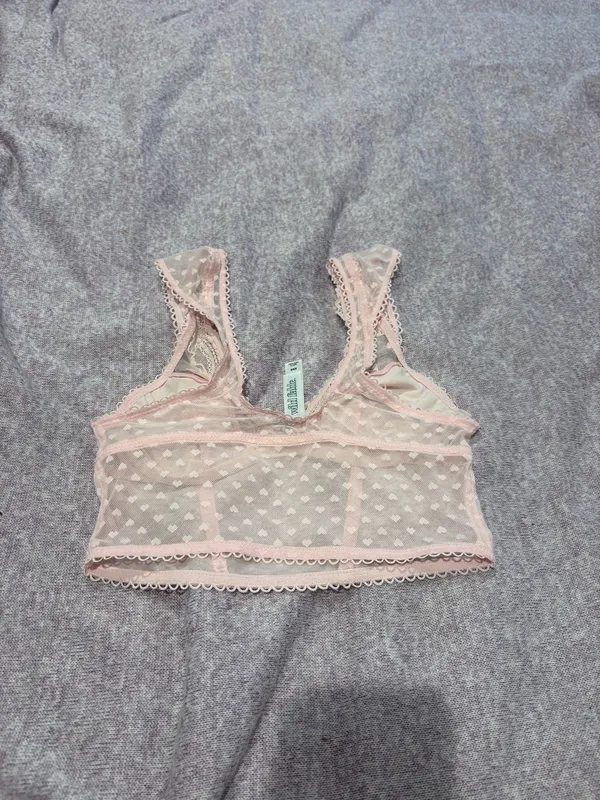 Pink Lace and Heart Polka Dot Bra Top - Image 2
