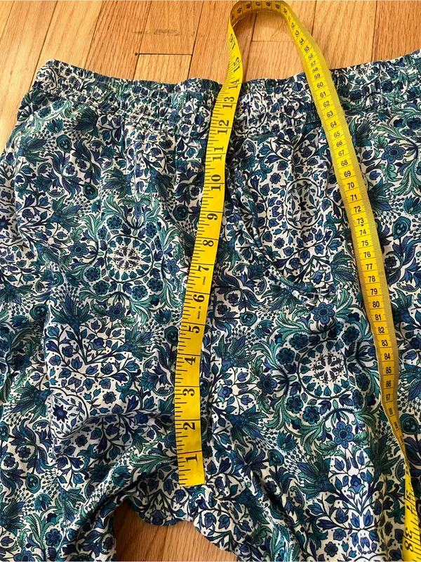 Primark Boho Coastal Wide Leg Pants Medium Blue Tile Print Vacation 100% Cotton Beachy - Image 6