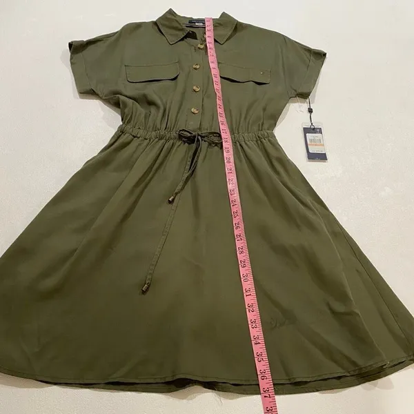 Tommy Hilfiger Olive Green Utility Shirt Dress NWT Size 2 - Image 10