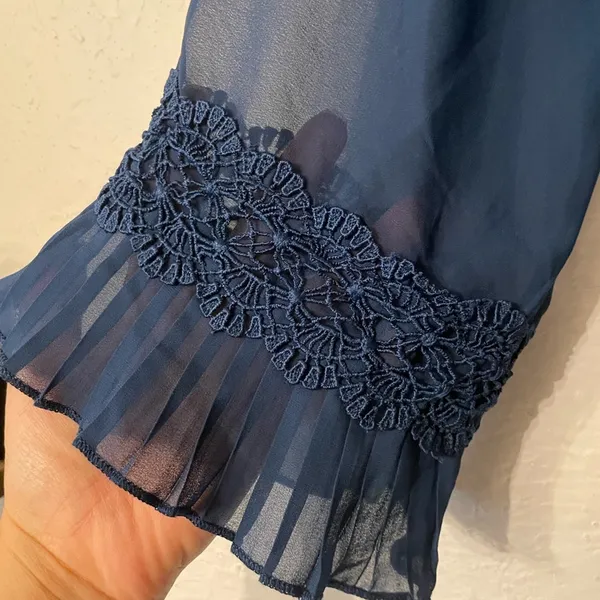 NWT ASOS Design Blue Floral Embroidered Lace Pleated Mini Dress Size 0 - Image 6
