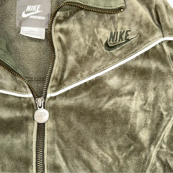 Nike • Vintage Sportswear Track Jacket Womens Small Green Velour Velvet Full Zip - Image 8