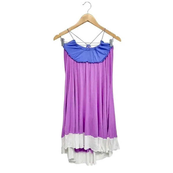 Calypso Christiane Celle Purple Colorblock Ruffle‎ Halter Mini Dress XS - Image 7