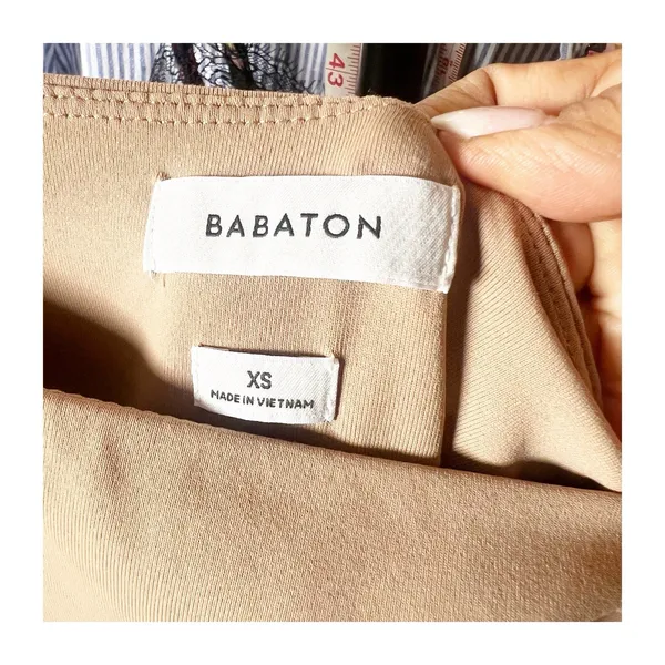 Babaton Aritzia Contour Squareneck Mini Dress Tan Camel Women’s XS Bodycon Party - Image 3