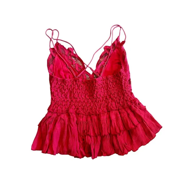 Free People One Cherry‎ Red Adella Cami NEW Sz M - Image 4