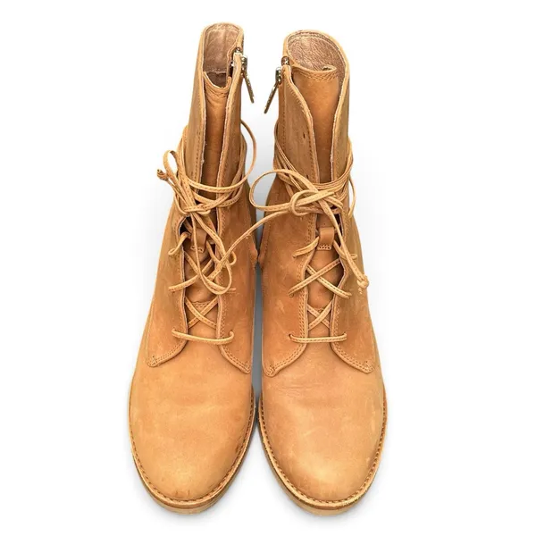 Ugg Oriana Boots Chestnut/Tan Sz 8.5 Side Zip Lace Up Western Prairie Fall - Image 11