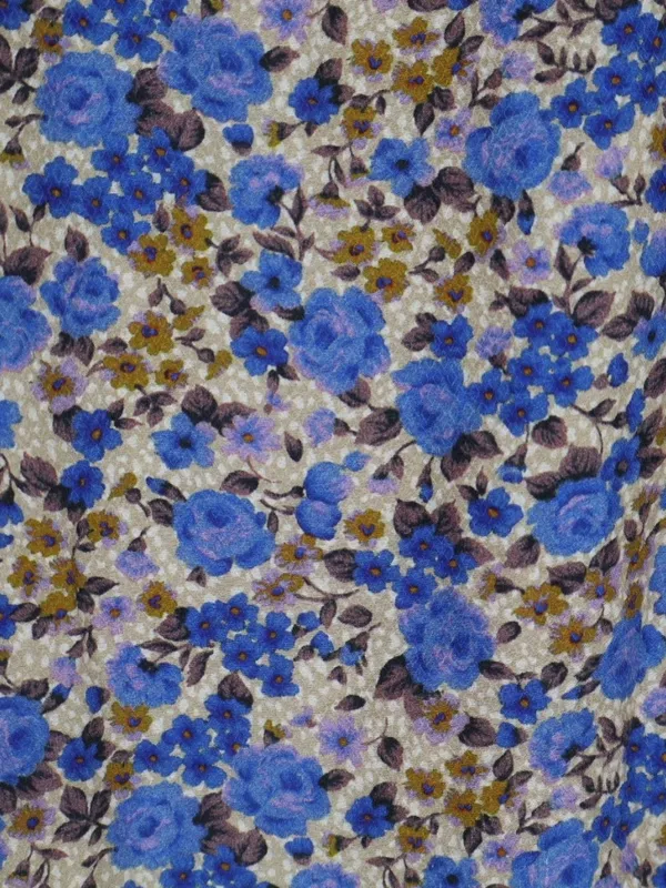 Sézane Bohemia Dress Women’s FR 44 US 12 Blue Floral Silk Blend Mini Cottagecore - Image 14