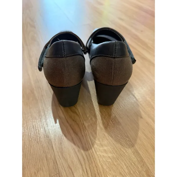 OTBT Womens Mary Jane Wedge Heels Brown Leather Suede Platform Shoes - Image 4