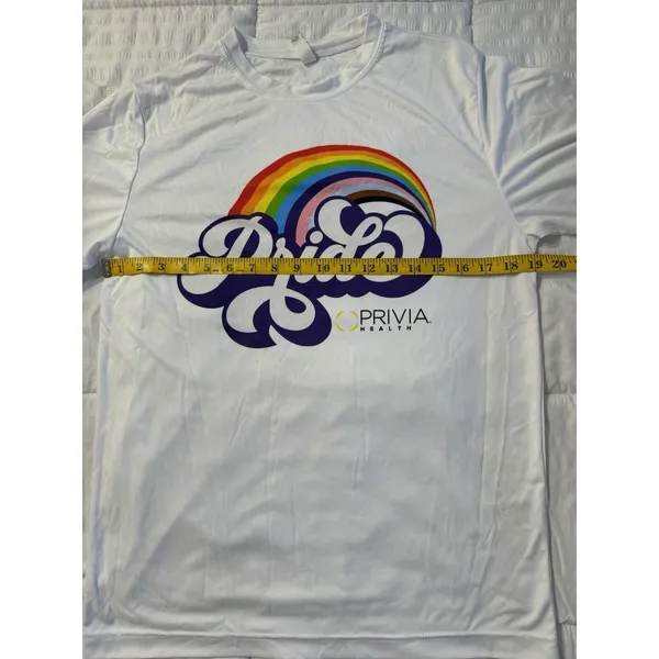 Pride T-Shirt LGBTQ Women's Small White Rainbow Athletic - Image 2