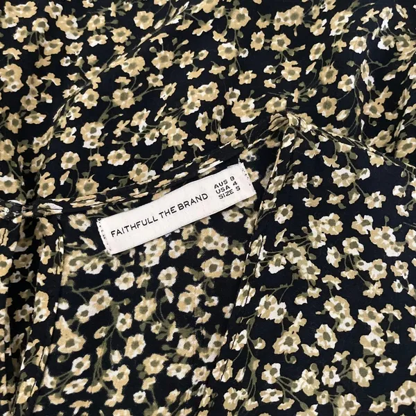 FAITHFULL THE BRAND Massimo Midi Dress Floral Blossom Village Tie Front Small - Image 12