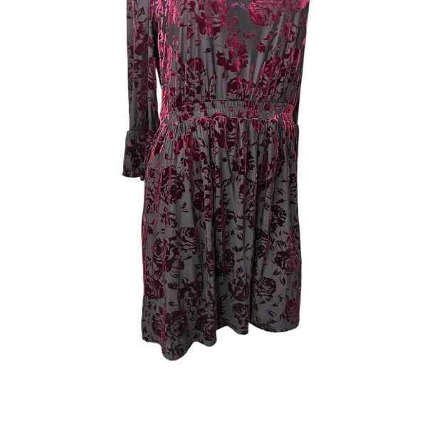Modcloth Very Visionary Red Velvet Dress Burnout Large Bell Sleeve Edwardian - Image 8
