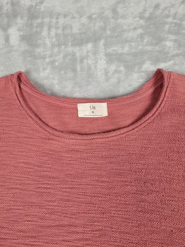 Anthropologie T.La Marsha Knit Pullover Textured Pink Long Sleeve Size M - Image 3