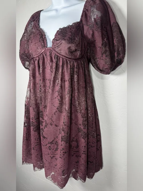 Altar’d State Vivika Lace Babydoll Mini Dress Size Small - Image 6