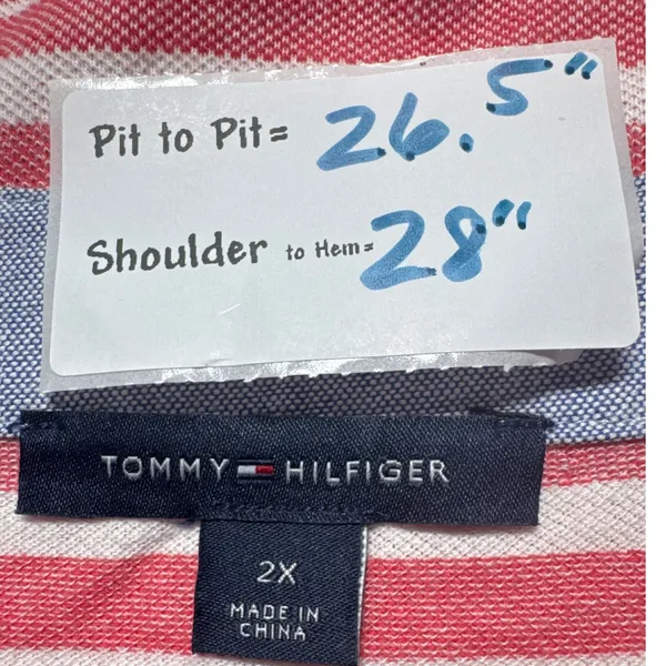 Tommy Hilfiger Womens Striped Knit Top Boat Neck‎ Button Detail Size 2X - Image 3