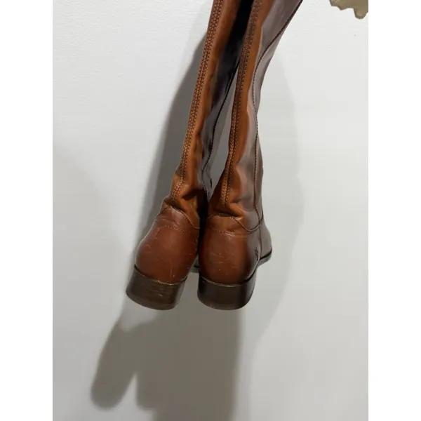 Frye Melissa Cognac Brown Leather‎ Button Logo Tall Riding Boots Women's 6B READ - Image 10