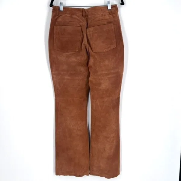 Vintage Express World Brand Women's Genuine Leather Suede Pants Brown‎ Size 7/8 - Image 2