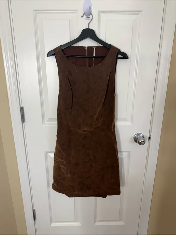 Free People Atlas Faux Suede Mini Dress L - Image 3