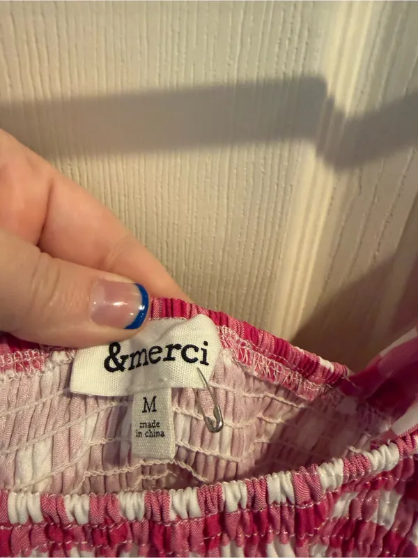 &merci Pink Gingham Smocked Midi Dress - Image 2