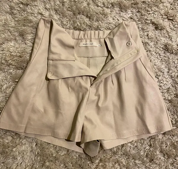 Mustard Seed Faux Leather Shorts Cream - Image 2