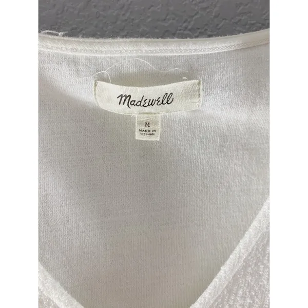 Madewell White V Neck Textured Tie Front Top - Image 7