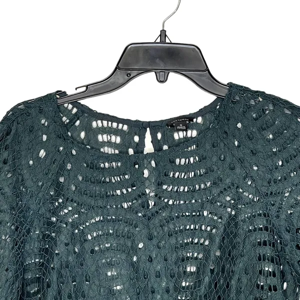 Ann Taylor Lace Top Blouse Size Small Green SS Womens Nylon Polyester Cotton‎ - Image 2
