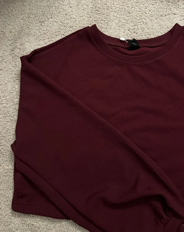 Maroon Crop Sweater Red - Image 4