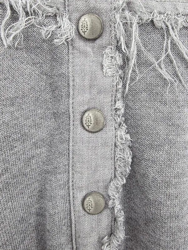 FP Movement by Windy Meadows Washed Gray Frayed Henley Hoodie - Image 7