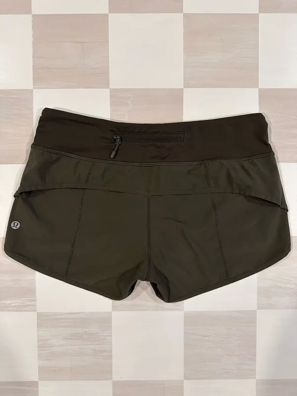 lululemon speed short 2.5” dark olive green 4 W7578S - Image 3