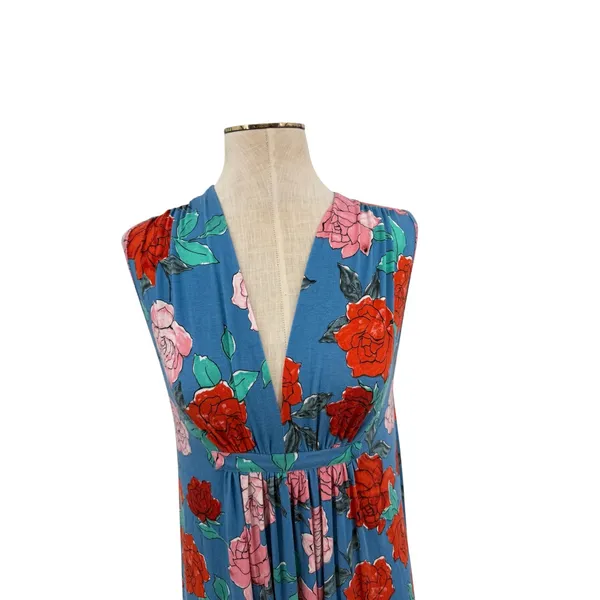 Rachel Pally Wildflower Long Sleeveless Caftan Floral Maxi Dress Blue Size Small - Image 3