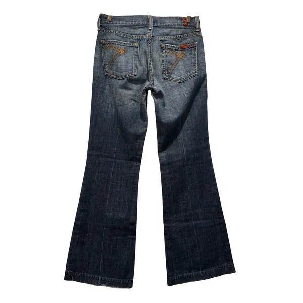 7 For All Mankind Dojo Flared Jeans‎ Womens Size 26 Blue Denim Bootcut western - Image 3