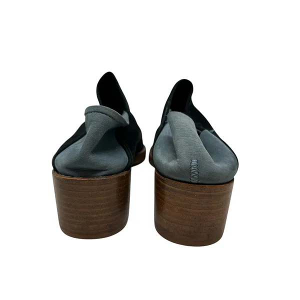 All Black Mules Heel Collapsible Back Slip On Suede Leather Black‎ Blue Sample - Image 6