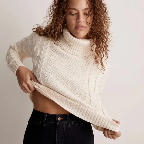Madewell Cream Cable Knit‎ Turtleneck Sweater NH934 - Image 9